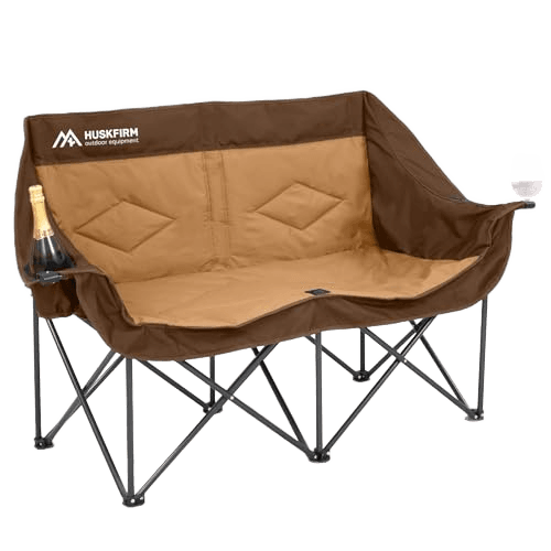 Double Camping Chairs for Adults Oversized Loveseat - 2 Person Camping Chair Heavy Duty Outdoor Camping Couch with Cup Holders - Portable Folding Chair for Outside Lawn