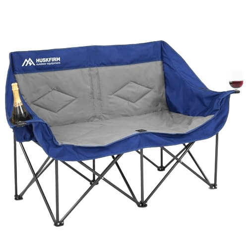 Double Camping Chairs Oversized Loveseat - 2 Person Camping Chair Portable Lawn Folding Chair for Outside Adults - Heavy Duty Outdoor Camping Couch with Cup Hold