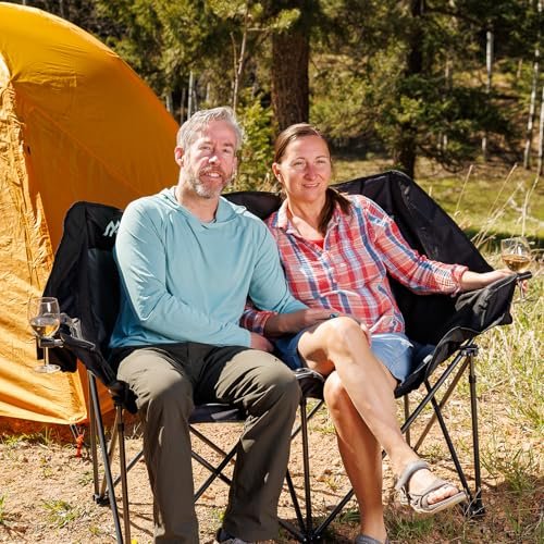 Huskfirm 2 Person Camping Chair Oversized Loveseat Camping Chair Double Camping Chairs for Adults Heavy Duty Camping Couch Bl